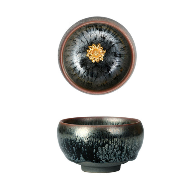Buddha Stones 24K Gold Inlaid Sunflower Chinese Jianzhan Glaze Kiln Change Ceramic Teacup Tenmoku Kung Fu Tea Cup (Extra 35% Off | USE CODE: FS35) - image 12