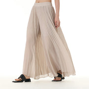 Buddha Stones Solid Color Loose Long Pleated Wide Leg Pants 28
