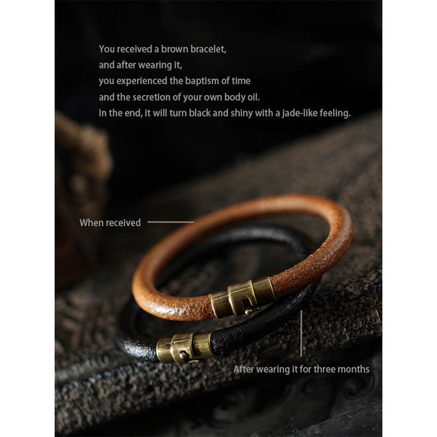 FREE Today: Spiritual Healing Retro Leather Copper Magnetic Buckle Bracelet