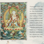 Buddha Stones Tibetan Silk Embroidery White Tara Thangka Tapestry Wall Hanging Wall Art Meditation for Home Decor