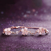 Buddha Stones Pink Crystal Four Leaf Clover Love Chain Bracelet Bracelet BS Pink Crystal(Soothing♥Warmth)(Wrist Circumference 14-17cm)