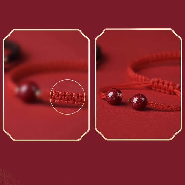 Buddha Stones Lucky Cinnabar Bead Blessing Red String Bracelet Bracelet BS 6