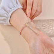 Buddha Stones Strawberry Quartz Prehnite Peridot Lazurite Pink Crystal Tourmaline Healing Chain Bracelet 4