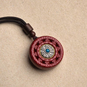 Buddha Stones Cinnabar Om Mani Padme Hum Blessing Rotatable Necklace Pendant