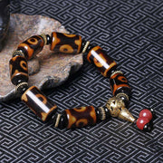Buddha Stones Tibetan Nine-Eye Dzi Bead Fortune Charm Bracelet Bracelet BS 1