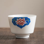 Buddha Stones Lotus Flower Leaf Mountain Pavilion Elk Peony Ceramic Teacup Kung Fu Tea Cup