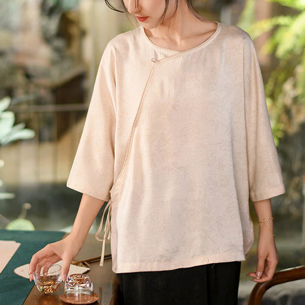 Buddha Stones Bamboo Leaves Three Quarter Sleeve T-shirt Top Tee Slit Long Skirt Dress Women Clothing