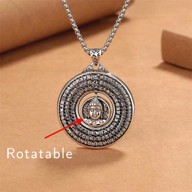 Buddha Stones Heart Sutra Buddha Carved Peace Buckle Design Serenity Rotatable Necklace Pendant Necklaces & Pendants BS 3