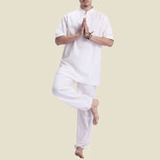 Buddha Stones Spiritual Zen Meditation Prayer Practice Cotton Linen Clothing Men's Set