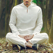 Buddha Stones Solid Color Cotton Linen Meditation Prayer Spiritual Zen Tai Chi Qigong Practice Unisex Clothing Set