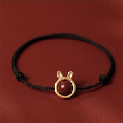 Buddha Stones Handmade Rabbit Tiger Cinnabar Keep Away Evil Spirits Braided String Bracelet (Extra 30% Off | USE CODE: FS30) - Rabbit Black Rope(Bracelet Size 18cm) - image 2