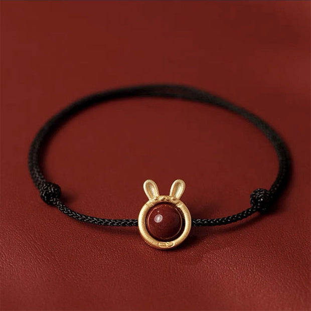 Buddha Stones Handmade Rabbit Tiger Cinnabar Keep Away Evil Spirits Braided String Bracelet (Extra 30% Off | USE CODE: FS30) - Rabbit Black Rope(Bracelet Size 18cm) - image 2