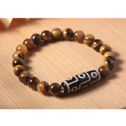Buddha Stones Tibetan Tiger Eye Tourmaline Nine-Eye Dzi Bead Protection Bracelet Bracelet BS 3