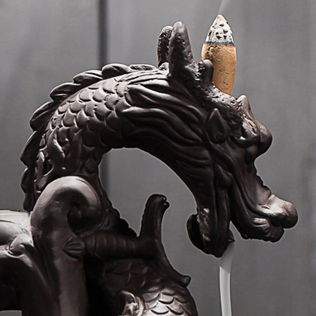 Buddha Stones Tibetan Dragon Protection Incense Burner Decoration Decoration BS 4