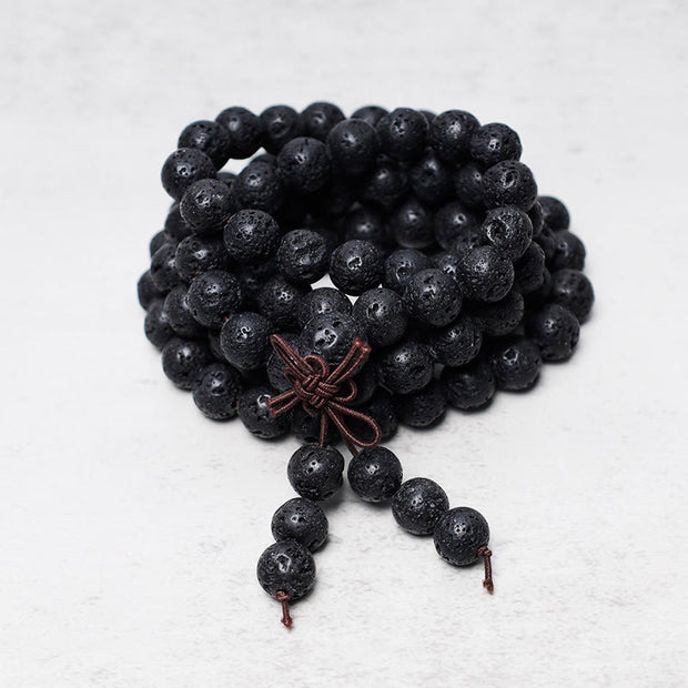 FREE Today: Relieve Anxiety 108 Natural Lava Rock Beads Prayer Mala Bracelet Necklace