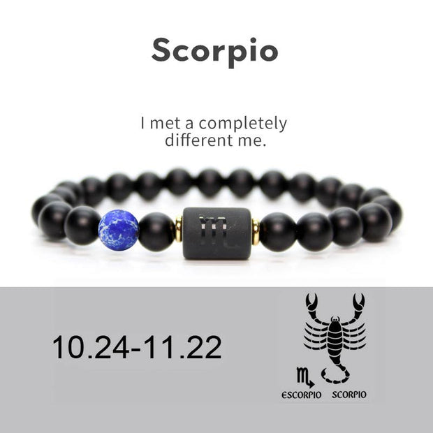 Buddha Stones 12  Constellations of the Zodiac Black Onyx Adjustable Bracelet Bracelet BS Scorpio