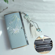 Buddha Stones Flower Plum Peach Blossom Bamboo Double-sided Embroidery Large Capacity Cash Holder Wallet Shopping Purse - image 1