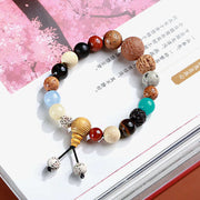 Buddha Stones Bodhi Seed Agate Wisdom Harmony Wrist Mala Bracelet