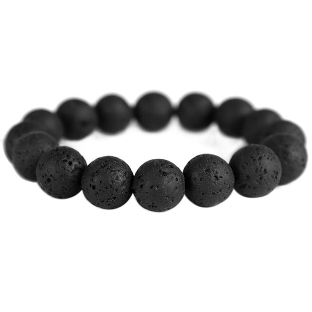 Buddha Stones Lava Rock Ebony Wood Tiger Eye Healing Bracelet