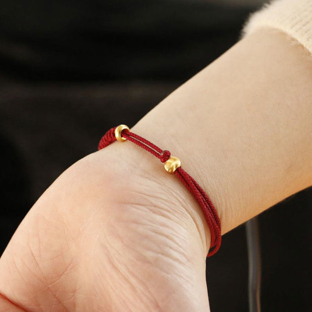Buddha Stones Alloy Peace Buckle Luck Red String Bracelet