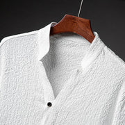 Buddha Stones 2Pcs Solid Color Texture Button Half Sleeve Shirt Pants Men's Set 2-Piece Outfit BS 4