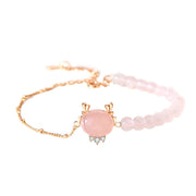 Buddha Stones 925 Sterling Silver Year of the Dragon Natural Pink Crystal Hetian Jade Dragon Luck Bracelet Necklace Pendant Earrings (Extra 30% Off | USE CODE: FS30)