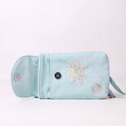 Buddha Stones Small Embroidered Flowers Crossbody Bag Shoulder Bag Double Layer Cellphone Bag Crossbody Bag BS 11