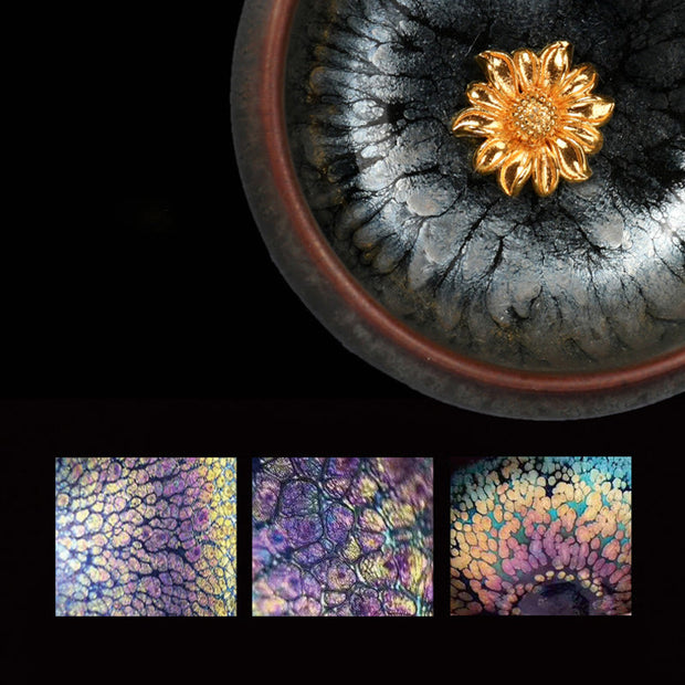 Buddha Stones 24K Gold Inlaid Sunflower Chinese Jianzhan Glaze Kiln Change Ceramic Teacup Tenmoku Kung Fu Tea Cup (Extra 35% Off | USE CODE: FS35) - image 10