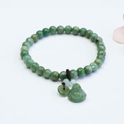 Buddha Stones Laughing Buddha Cyan Jade Healing Bracelet Bracelet BS Cyan Jade