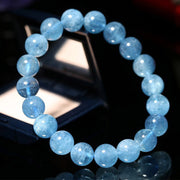 Buddhastoneshop Aquamarine Beads Peace Healing Bracelet Bracelet BS 1