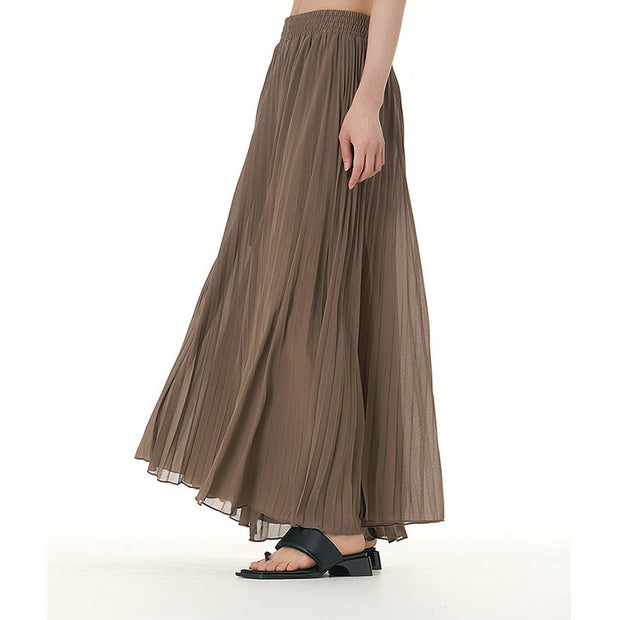 Buddha Stones Solid Color Loose Long Pleated Wide Leg Pants 41