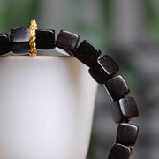 Buddha Stones Tibetan Ebony Wood Square Beads Peace Calm Bracelet Bracelet BS 3