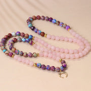 Buddha Stones 108 Beads Miano Real Pink Crystal Mala Healing Bracelet Mala Bracelet BS 3