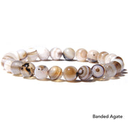 Natural Agate Stone Crystal Balance Beaded Bracelet Bracelet BS Banded Agate