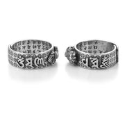 Buddha Stones Tibetan 990 Sterling Silver Om Mani Padme Hum PiXiu Dorje Vajra Heart Sutra Engraved Wealth Ring Ring BS 16