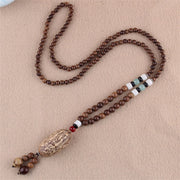 Buddha Stones Tibetan Wenge Wood Bodhi Seed Agate Elephant Protection Necklace Pendant (Extra 40% Off | USE CODE: FS40) - Wenge Wood&Thousand-Eyed Pattern Bodhi Seed - image 1
