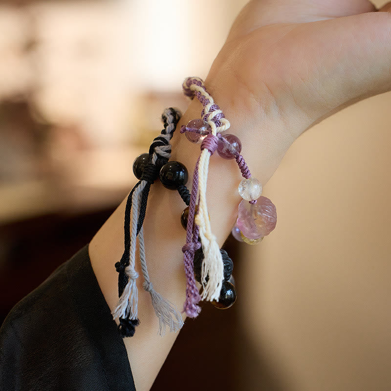 Buddha Stones Natural Fluorite Amethyst Silver Sheen Obsidian