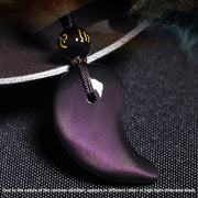 Buddha Stones Rainbow Obsidian Yin Yang Strength Pendant Necklace Necklaces & Pendants BS 4