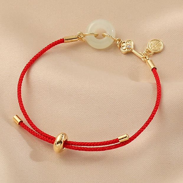Buddha Stones "Wishing You Peace and Protection" Jade Red Rope Bracelet Includes Gift Message Card - image 12