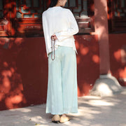 Buddha Stones Long Sleeve Jacket Shirt Top Wide Leg Pants Zen Tai Chi Yoga Meditation Clothing 2-Piece Outfit BS 14