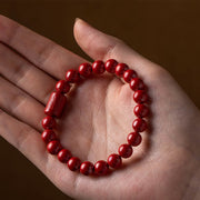 Buddha Stones Natural Cinnabar Heart Sutra Blessing Bracelet