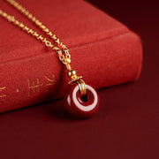 Buddha Stones Cinnabar Peace Buckle Calm Blessing Necklace Pendant (Extra 35% Off | USE CODE: FS35) - 15mm*7MM&Chain - image 12