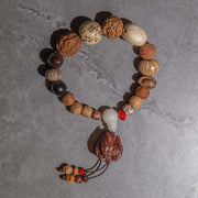 Buddha Stones 108 Mala Beads Bodhi Seed Luck Wealth Bracelet Wrist Mala Mala Bracelet BS 18 Beads Wrist Mala