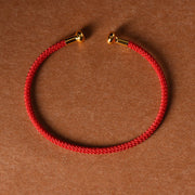 Buddha Stones Simple Design Handmade Luck Braid String Cuff Bracelet Bracelet BS Red