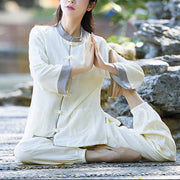 Buddha Stones Frog-Button Meditation Prayer Spiritual Zen Practice Tai Chi Uniform Clothing Women's Set Clothes BS 1