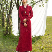 Buddha Stones Tibetan Dress Clothing Lhasa Long Wrap Dress Maxi Dress Women Clothing