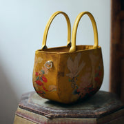 Buddha Stones Vintage Flower Peony Metal Chain Zipper Handbag Crossbody Bag Shoulder Bag Handbags BS 8