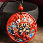 Buddha Stones Zakiram Goddess of Wealth Painted Cinnabar Blessing Necklace Pendant Necklaces & Pendants BS main