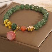 Buddha Stones Natural Green Strawberry Quartz Love Peach Charm Bracelet Bracelet BS 5