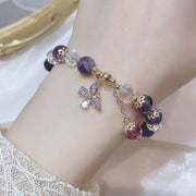 Buddha Stones Natural Amethyst Crystal Spiritual Butterfly Charm Bracelet